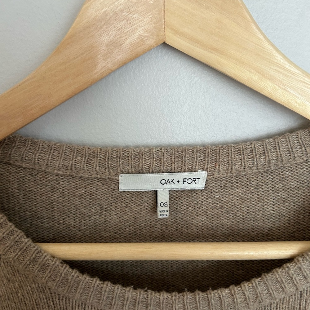 OAK + FORT Women's Beige Crew Neck Sweater dress - Picture 2 of 3